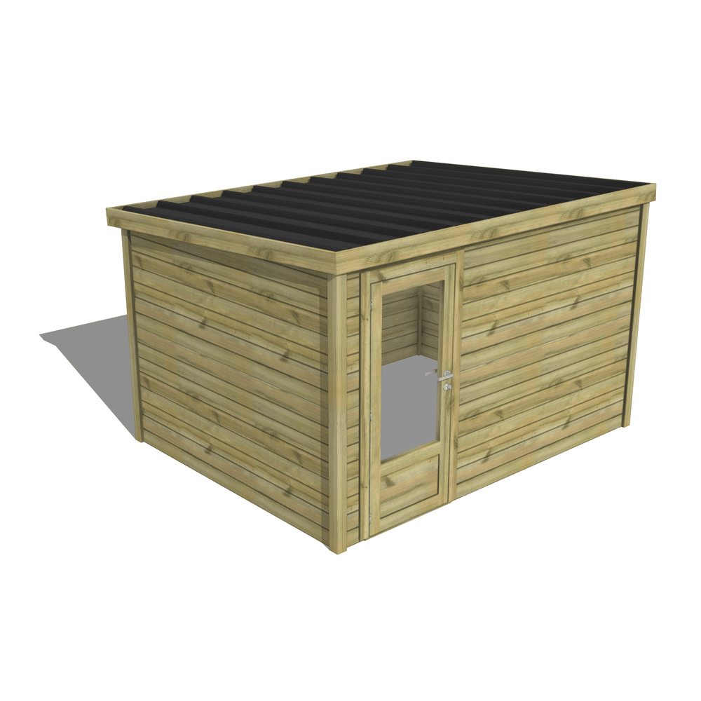 Abri de jardin bois pin traité autoclave 27mm - essentiel - 3,44x2,64m / 9m2 - bac acier - abri français