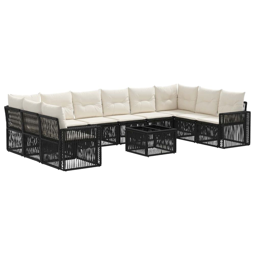 Ensemble de canapé de jardin 11 pc noir et blanc crème