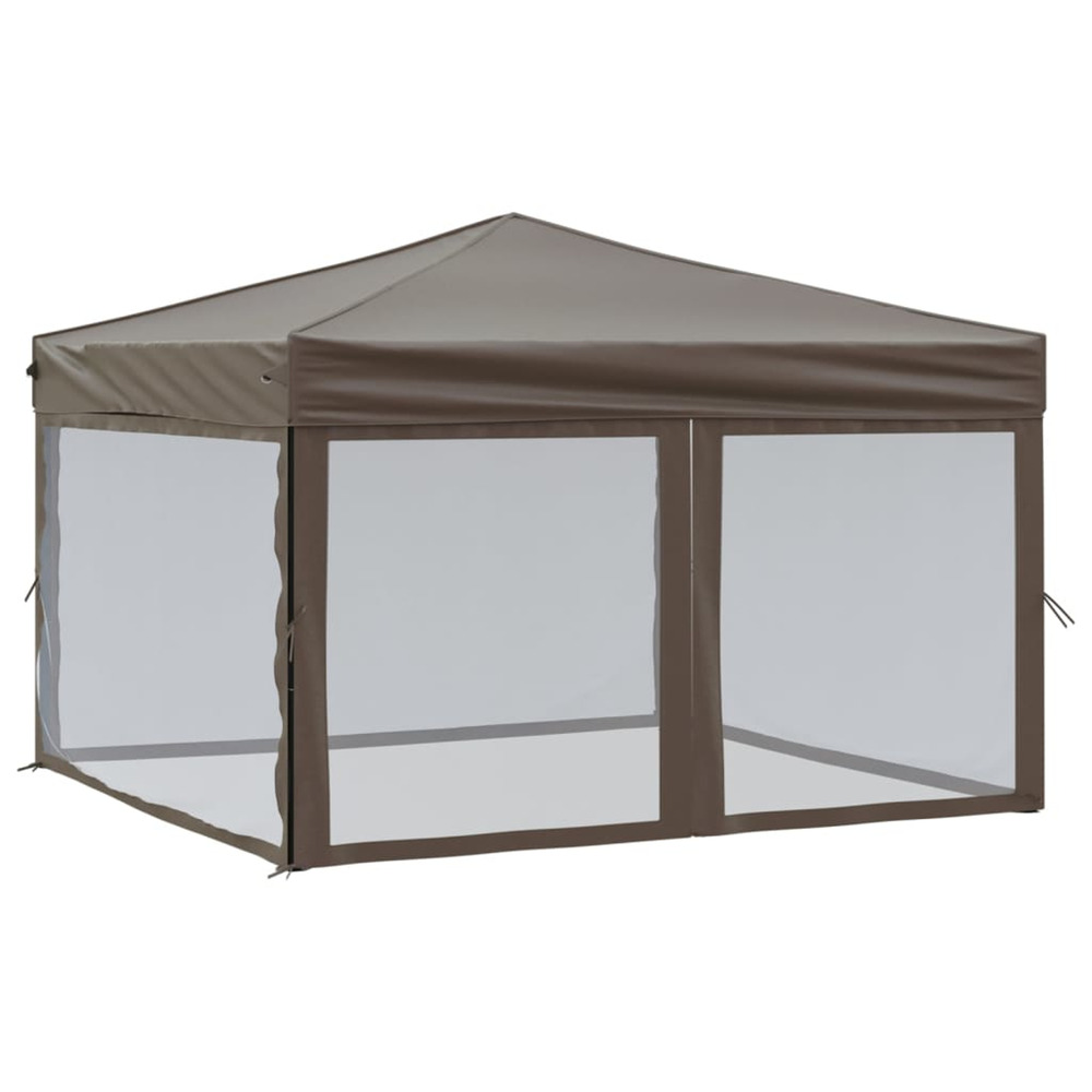 Tente de réception pliable avec parois taupe 3x3 m