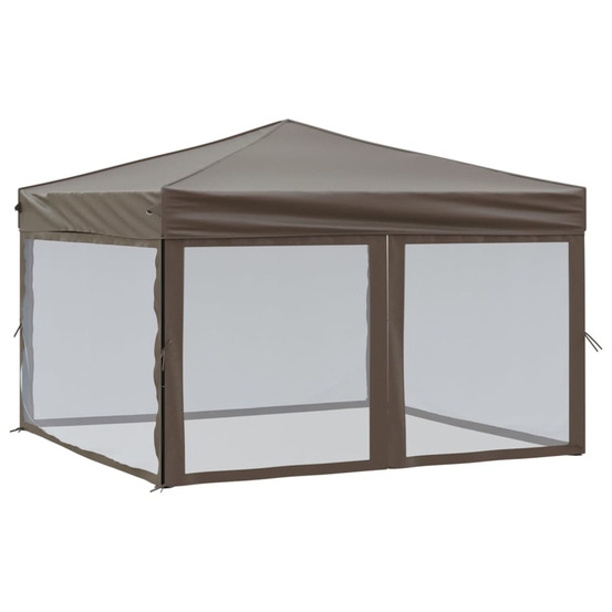 Tente de réception pliable avec parois taupe 3x3 m