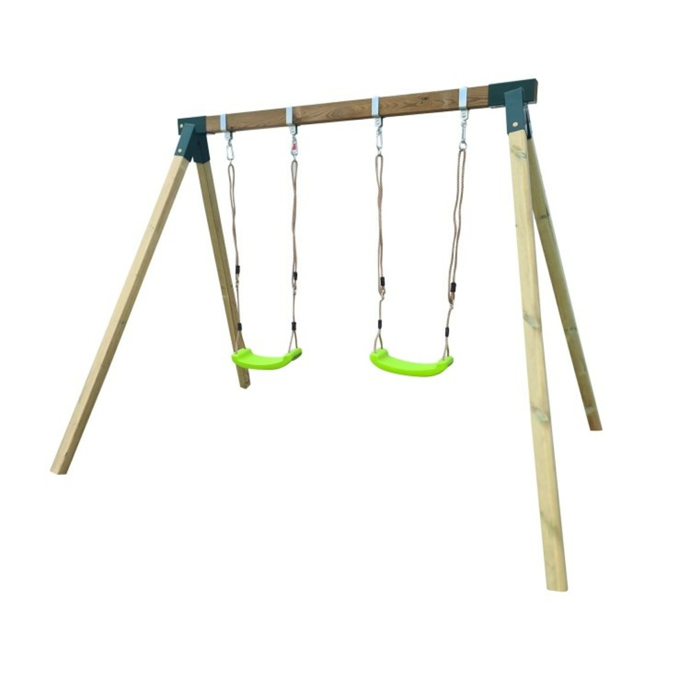 Balançoire en bois carrée masgames reiko deux sièges plats