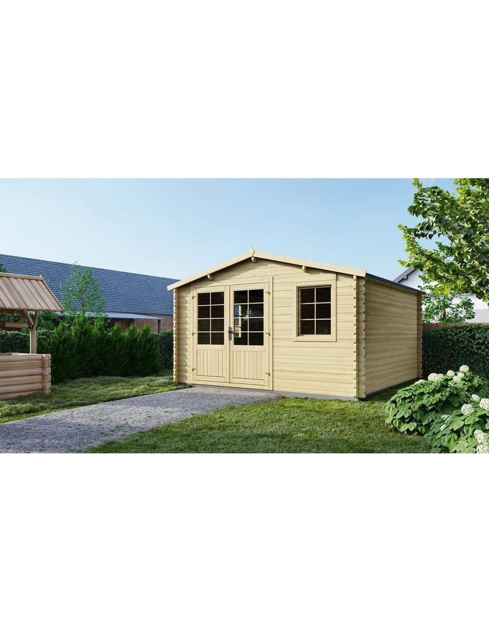 Abri de jardin en bois - 15,21m2 - 3,90x3,90m - ep. 40mm - couleur: naturel - dom658 - altanka