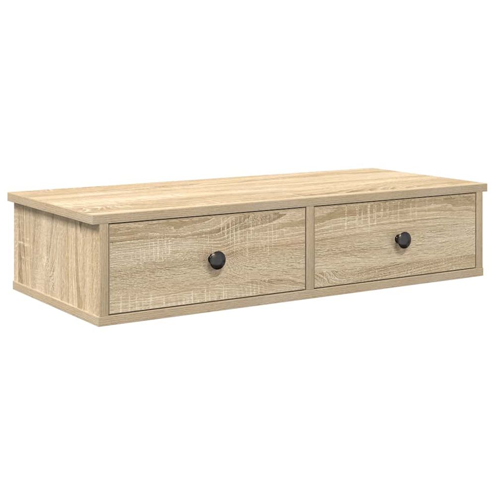 Étagère murale avec tiroirs chêne sonoma bois d'ingénierie