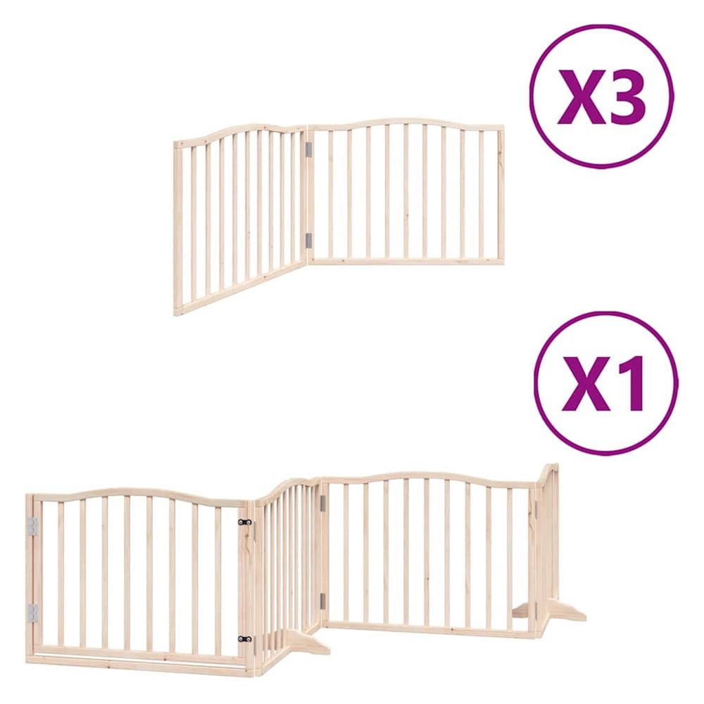 Barrière pour chien porte pliable 10 panneaux bois de peuplier