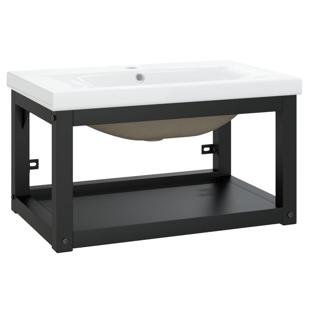Cadre de lavabo de salle de bain vasque à encastrer noir fer