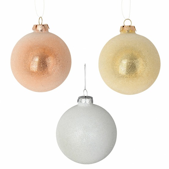 Set de 3 boules pailletées en verre pour sapin