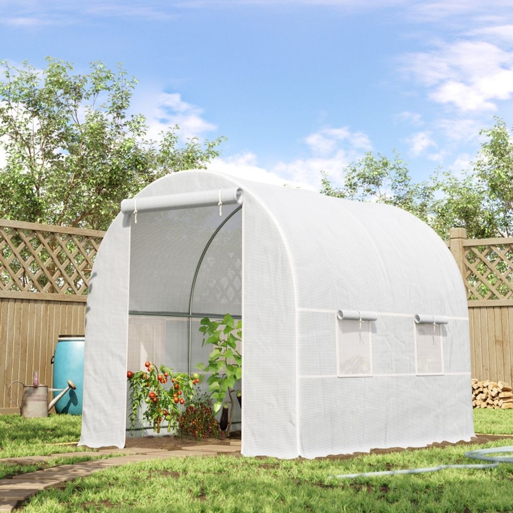 Serre tunnel de jardin pe métal galvanisé 245 x 200 x 200 cm blanche potager ventilation - comfortxl outdoor living