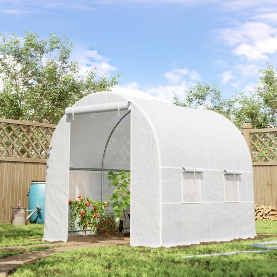 Serre tunnel de jardin pe métal galvanisé 245 x 200 x 200 cm blanche potager ventilation - comfortxl outdoor living