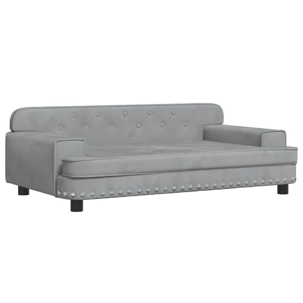 Lit pour chien gris clair 90x53x30 cm velours