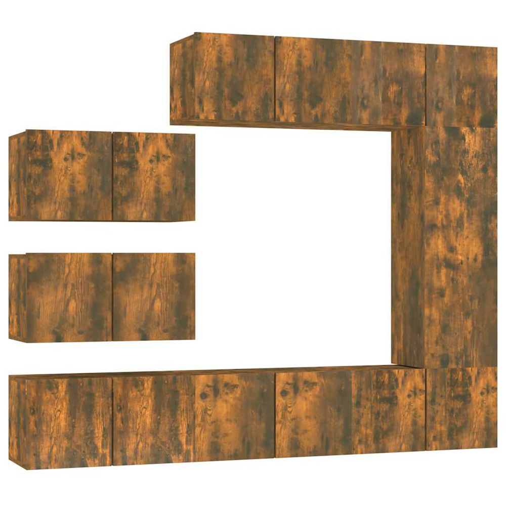 Ensemble de meubles tv 8 pcs chêne fumé bois d'ingénierie