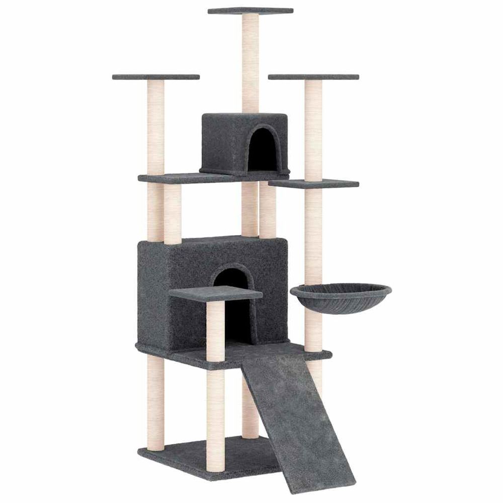 Arbre à chat avec griffoirs en sisal gris foncé 154 cm