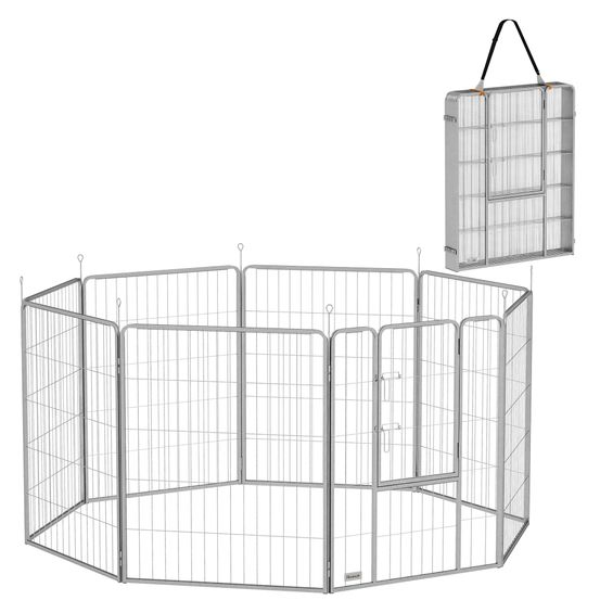 Parc pour chien 8 panneaux acier inoxydable 80 x 100 cm modulable intérieur extérieur
