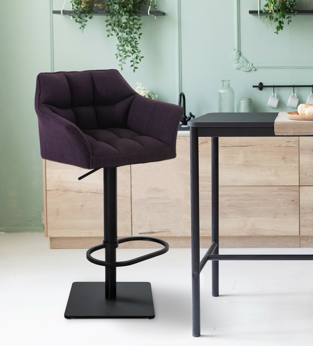 Lot de 2 tabourets de bar damaso tissu noir