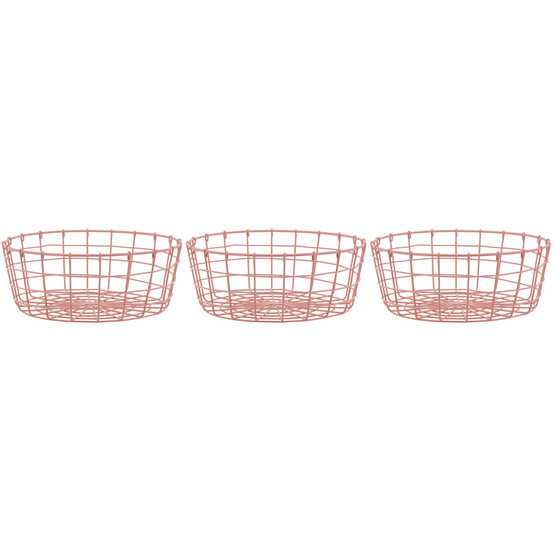 Corbeille en métal rose (lot de 3)