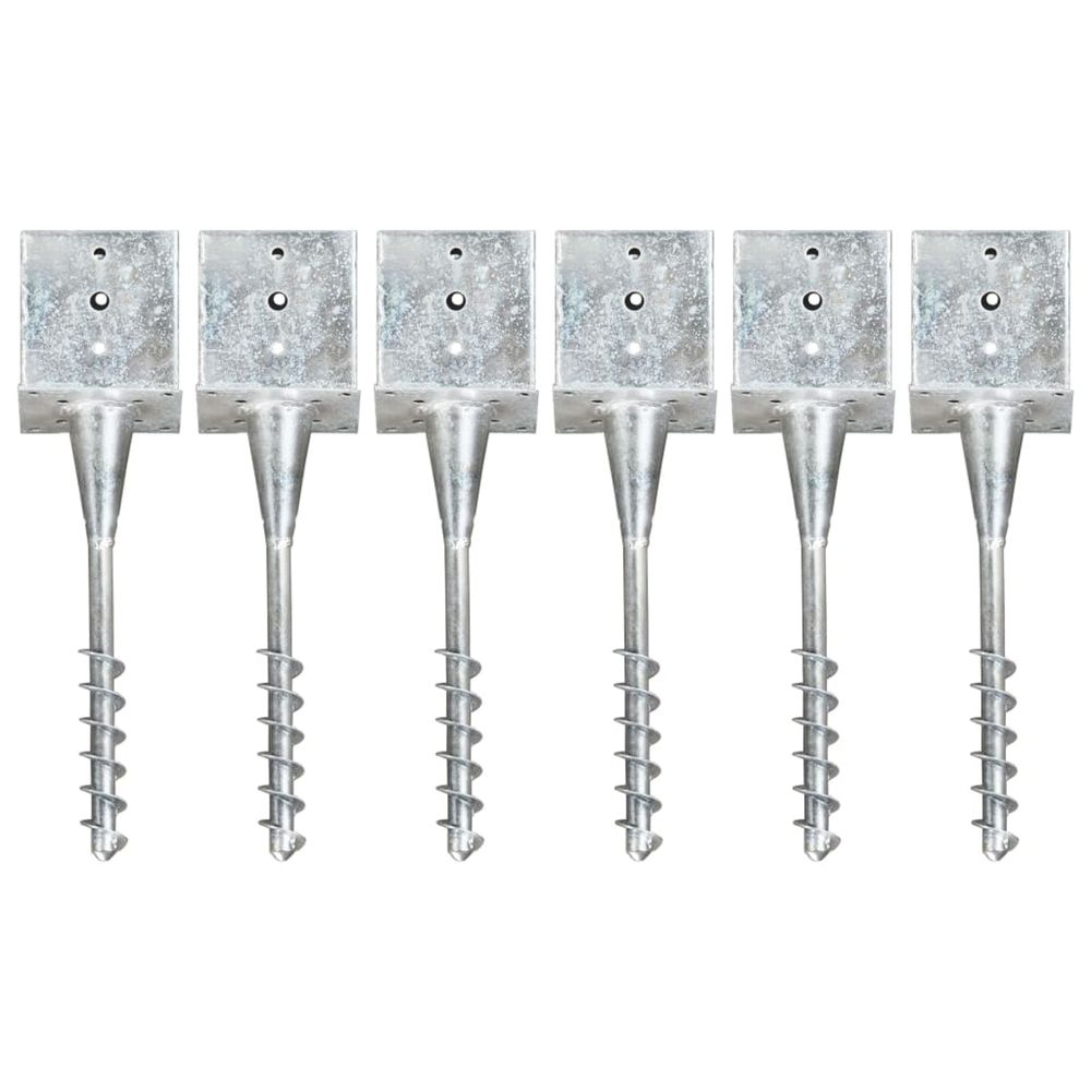 Piquets au sol 6 pcs argenté 14x14x58 cm acier galvanisé