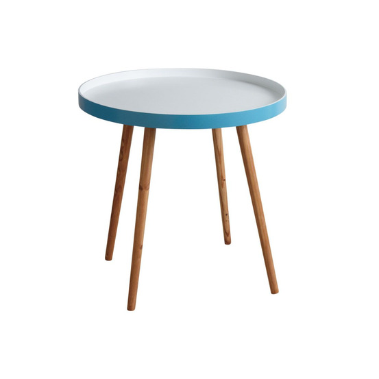Table d'appoint en bois et mdf laqué bleu
