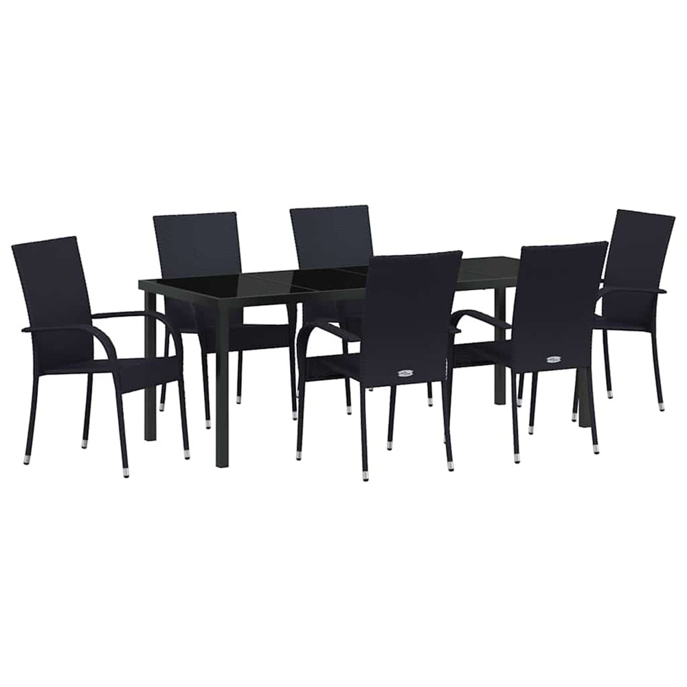 Ensemble de salle à manger pour jardin 7 pcs noir