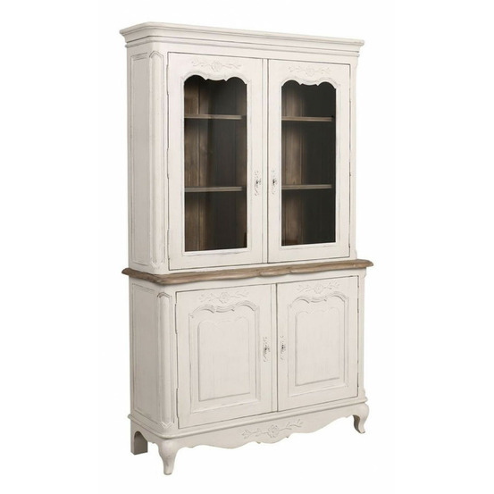 Buffet vaisselier 2 portes vitrées bois blanc - château interior's