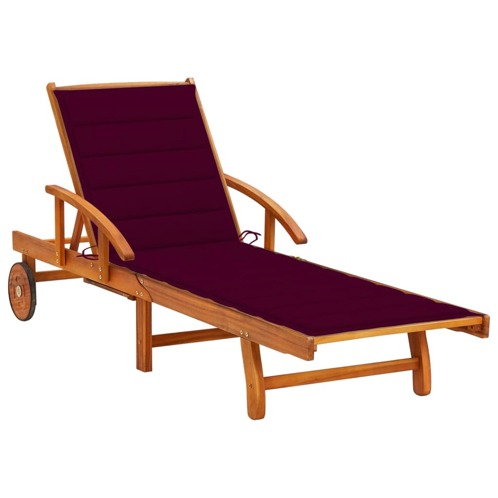 Chaise longue de jardin avec coussin bois d'acacia solide bain de soleil
