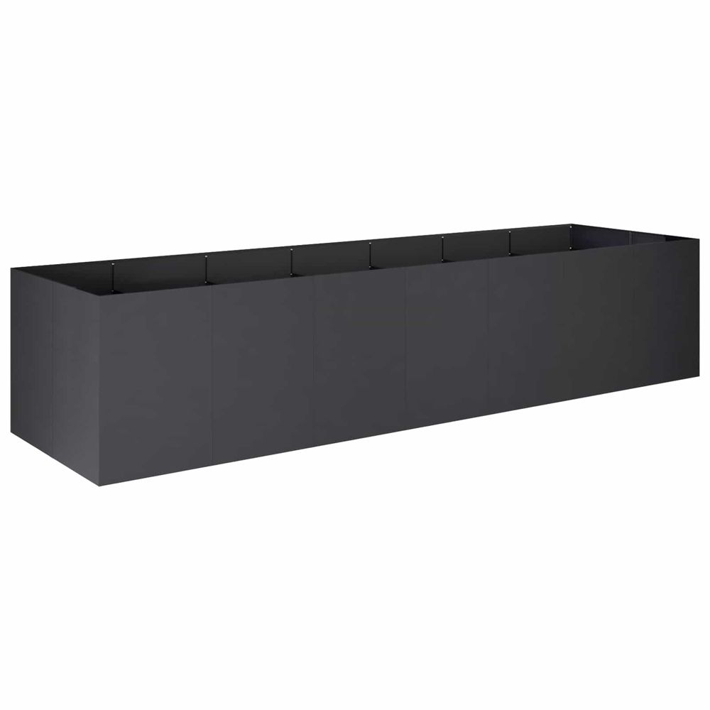 Cache-pot de jardin noir 280 x 80 x 60 cm acier laminé à froid