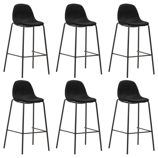 Chaises de bar lot de 6 noir tissu