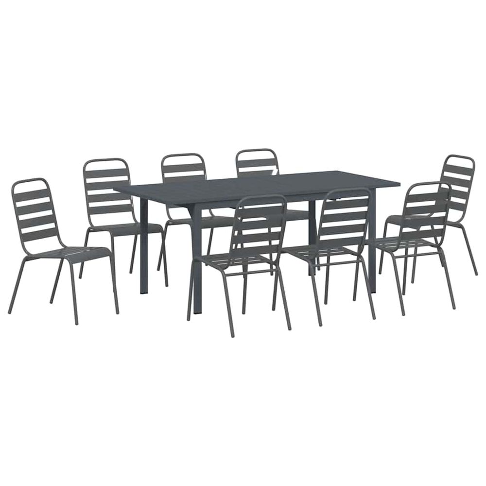 Ensemble de salle à manger pour jardin 9 pc anthracite