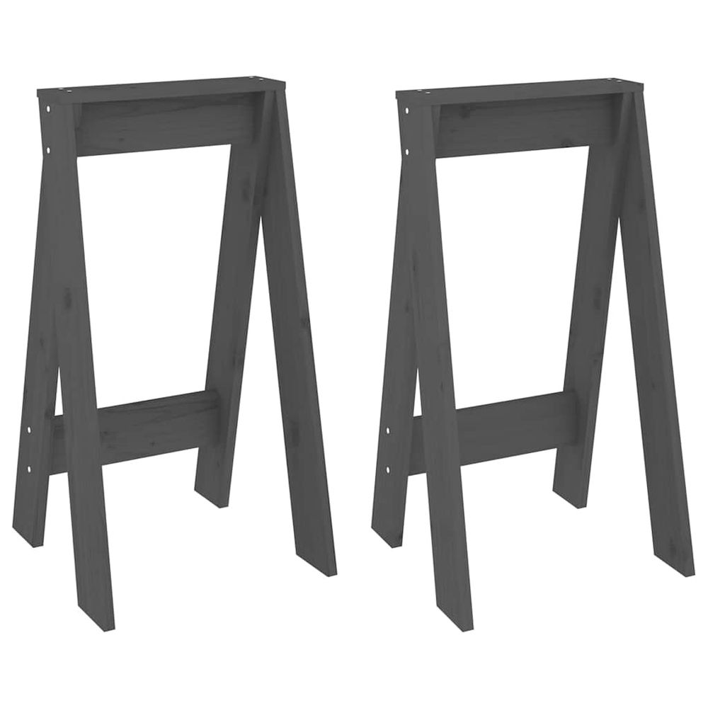 Tabourets 2 pcs gris 40x40x75 cm bois massif de pin