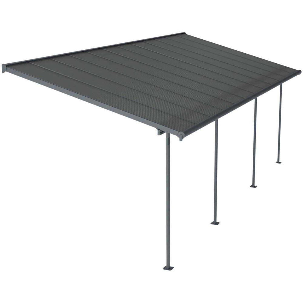 Pergola à adosser en aluminium et polycarbonate gris capri 3 x 7.4 m