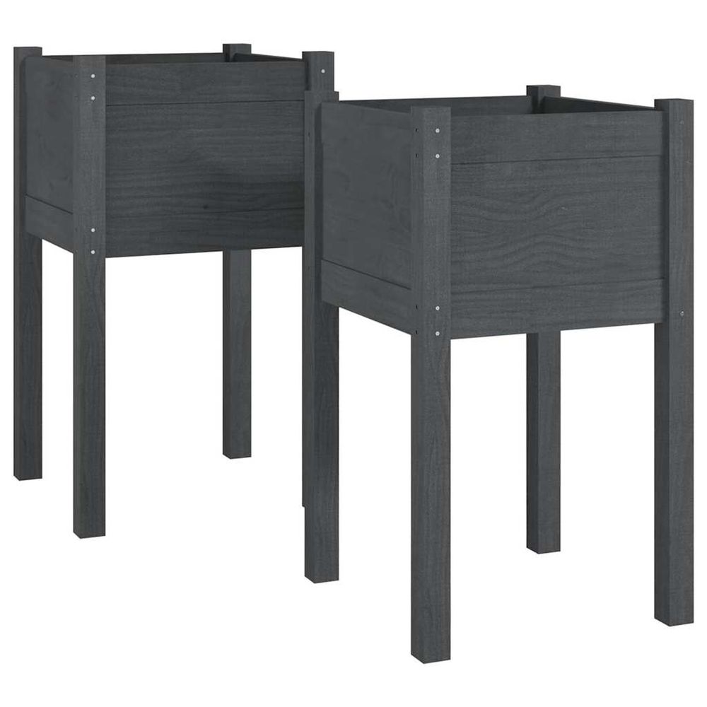 Jardinières d'extérieur 2pcs gris 40x40x70cm bois de pin massif