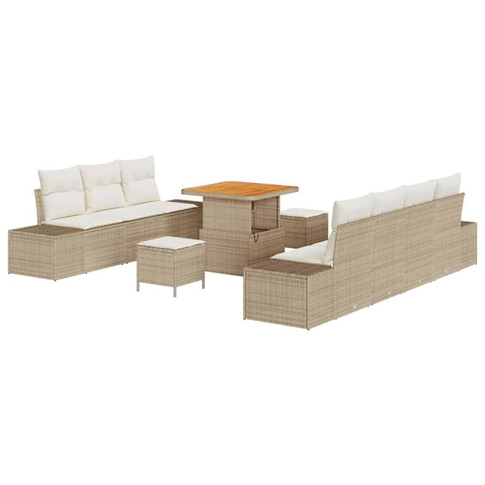 Ensemble de canapé de jardin 10 pc beige polyrotin