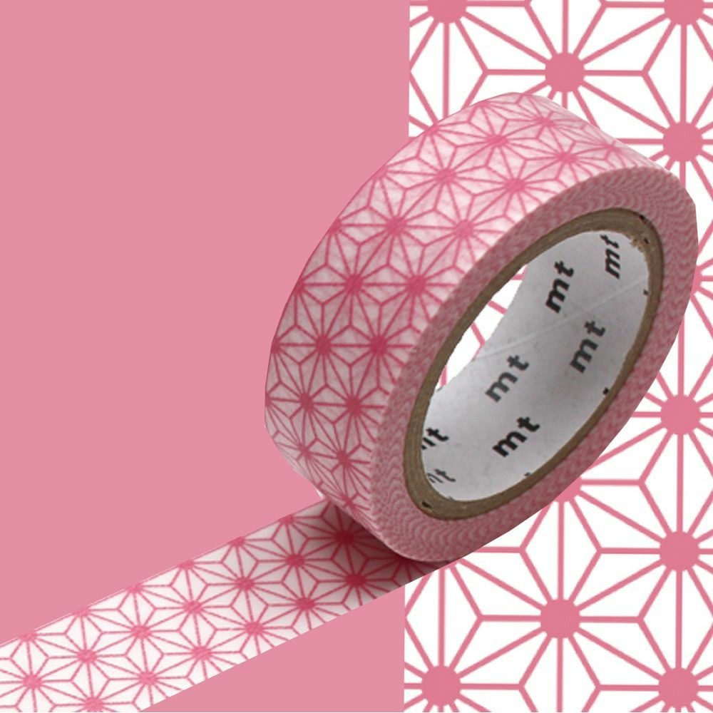 Masking tape étoiles asanoha - rose pastel - 1,5 cm x 7 m