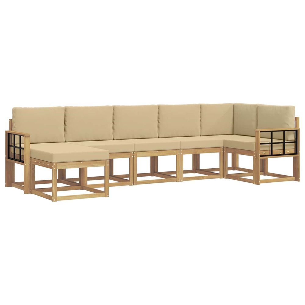 Ensemble de canapés d'extérieur 7 pc blanc et beige polyester