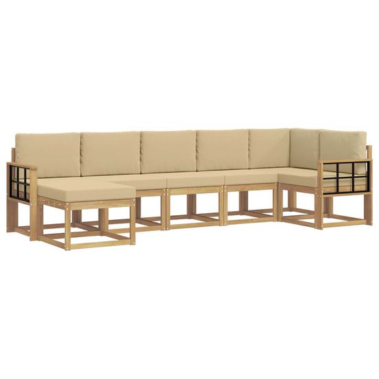 Ensemble de canapés d'extérieur 7 pc blanc et beige polyester