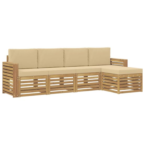 Ensemble de canapés d'extérieur 5 pc blanc et beige polyester