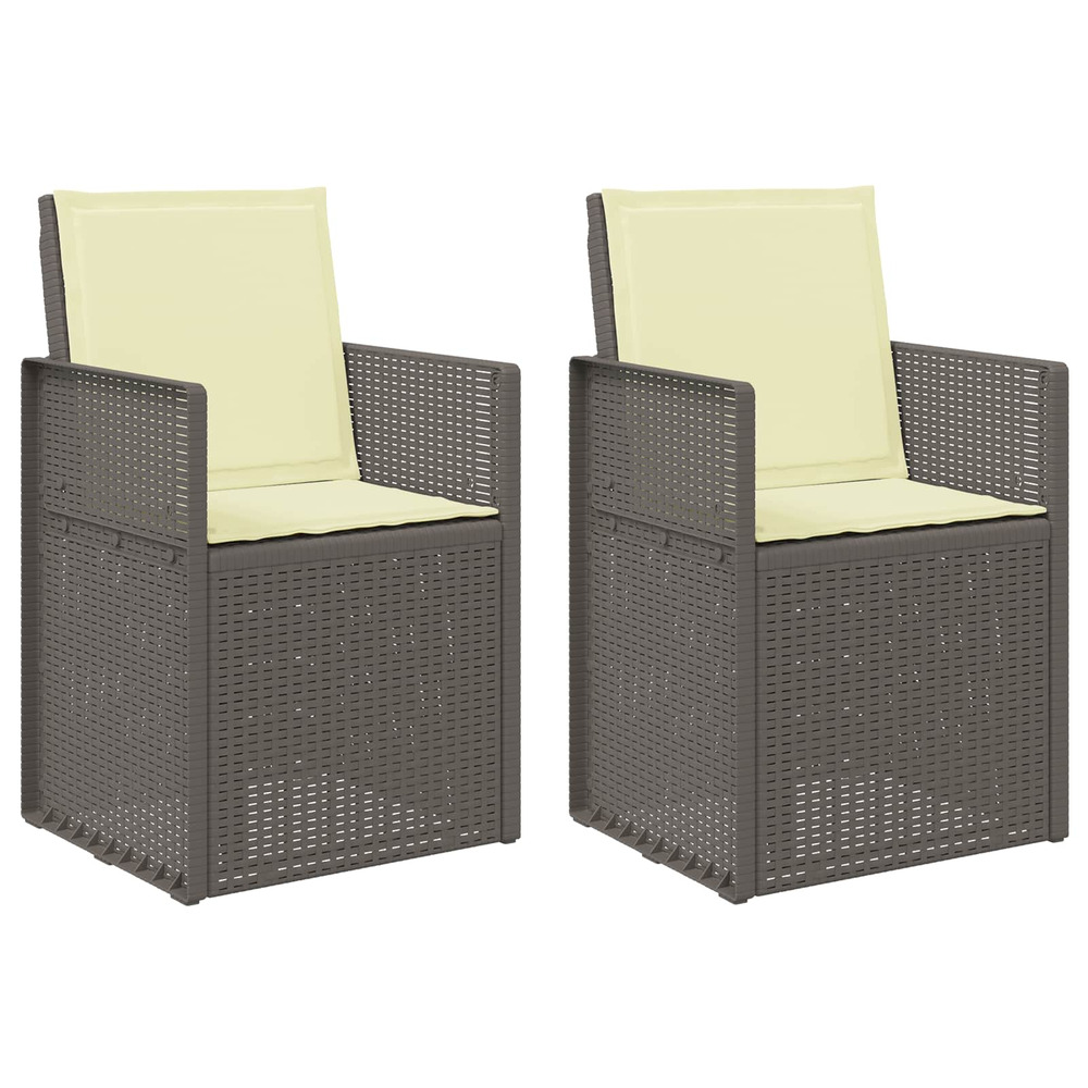 Chaises de jardin salle à manger 2 pcs gris clair et crème pp