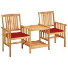 Chaises de jardin avec table à thé et coussins acacia solide