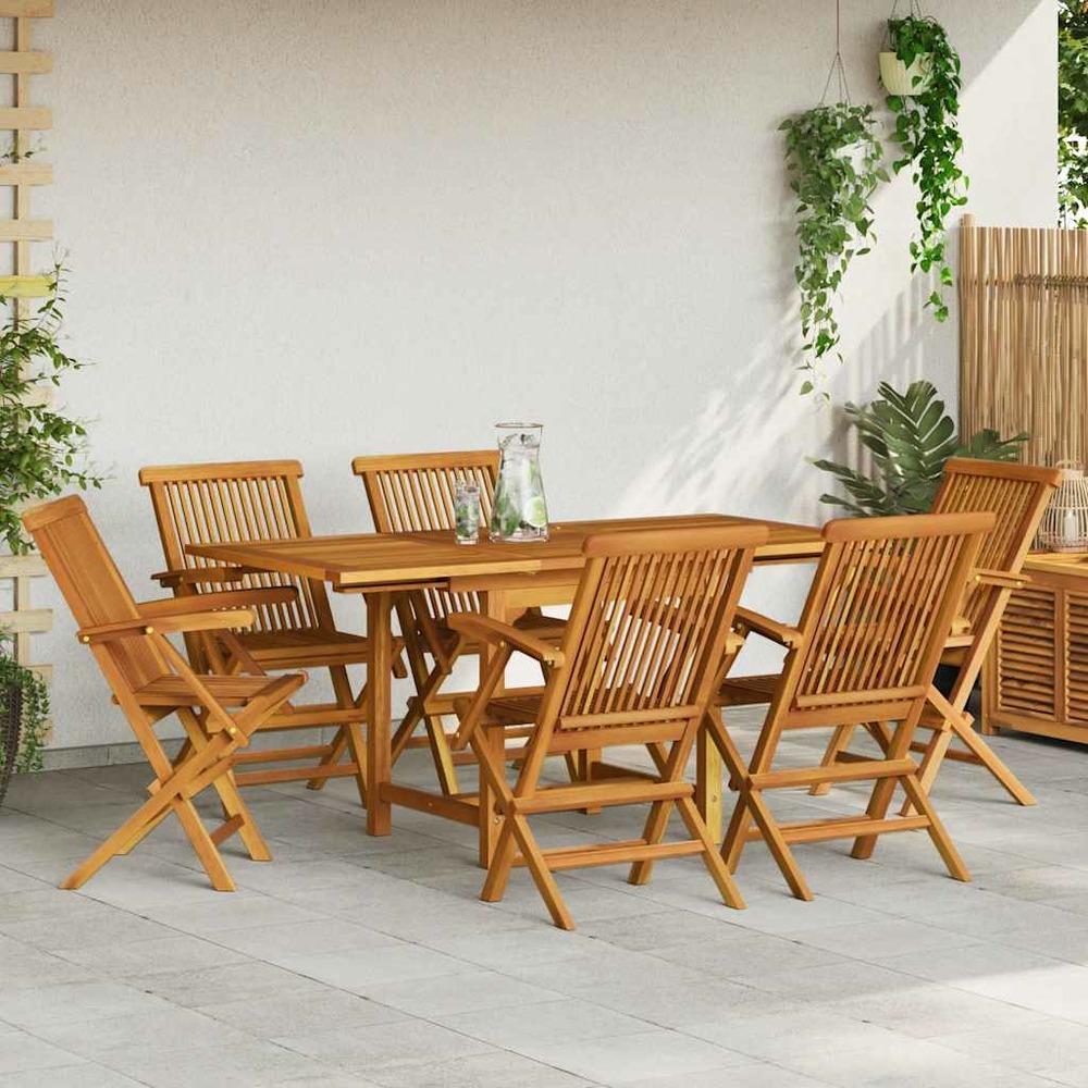Salon de jardin 7 pcs bois de teck massif