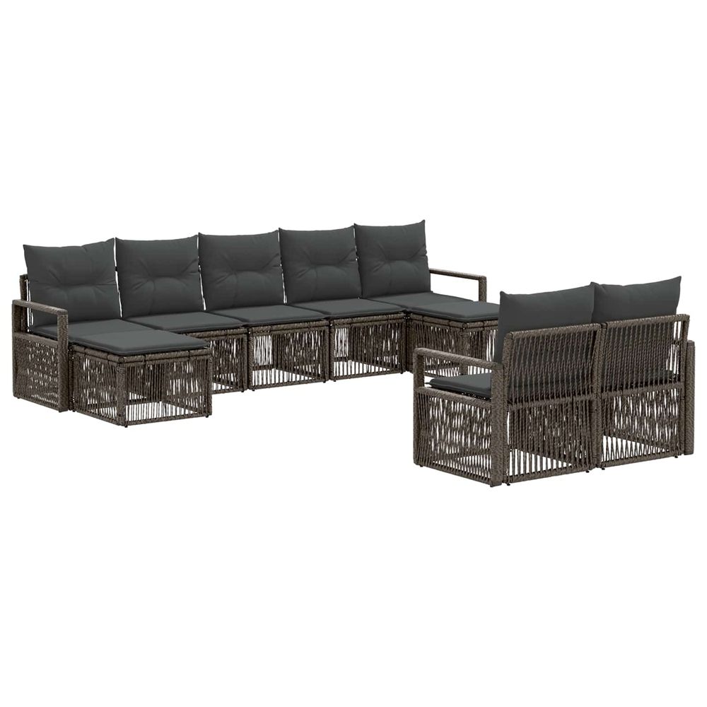 Ensemble de canapé de jardin 9 pc gris polyrotin