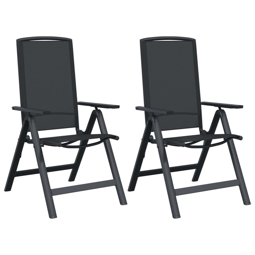 Chaises de jardin inclinables 2 pc noir textilène