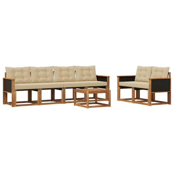Ensemble de canapés d'extérieur 7 pcs naturel et beige