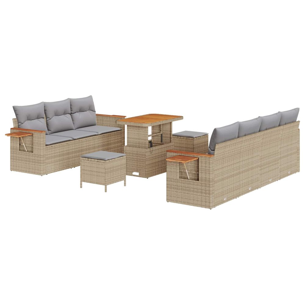 Ensemble de canapé de jardin 10 pc beige polyrotin