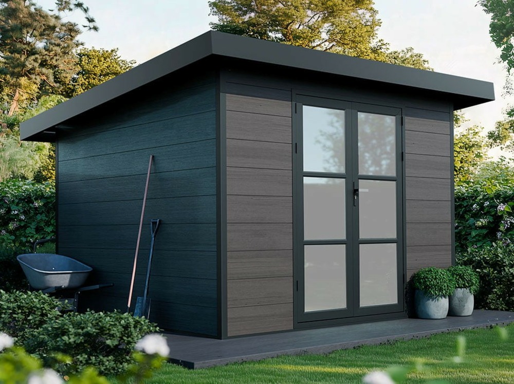Abri de jardin composite alma - 9m2 gris - cabane de jardin