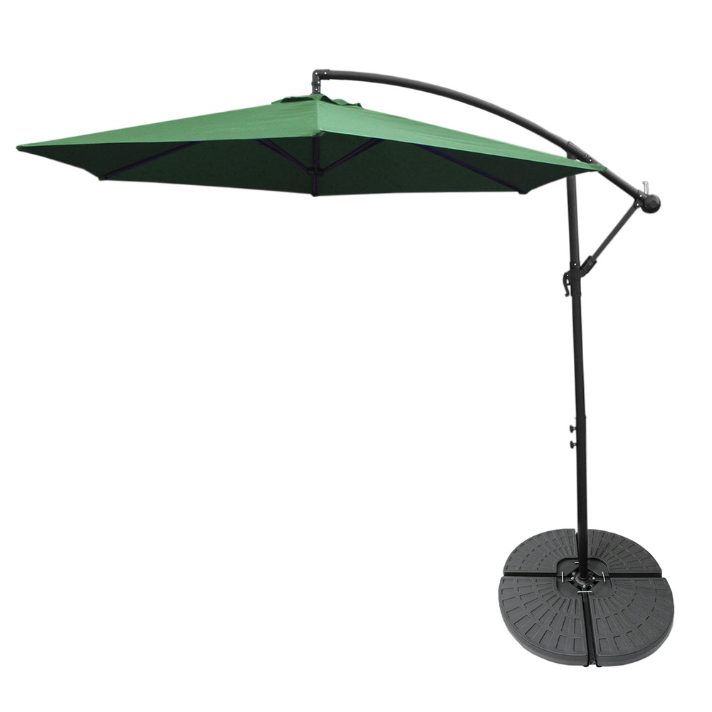 Parasol cantilever vert & base ronde