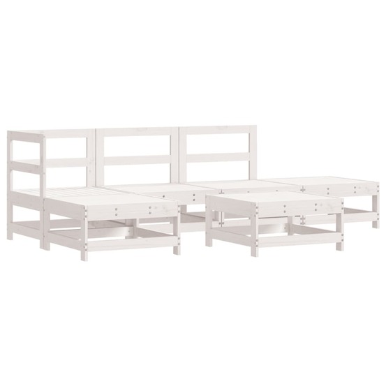 Salon de jardin 6 pcs blanc bois de pin massif