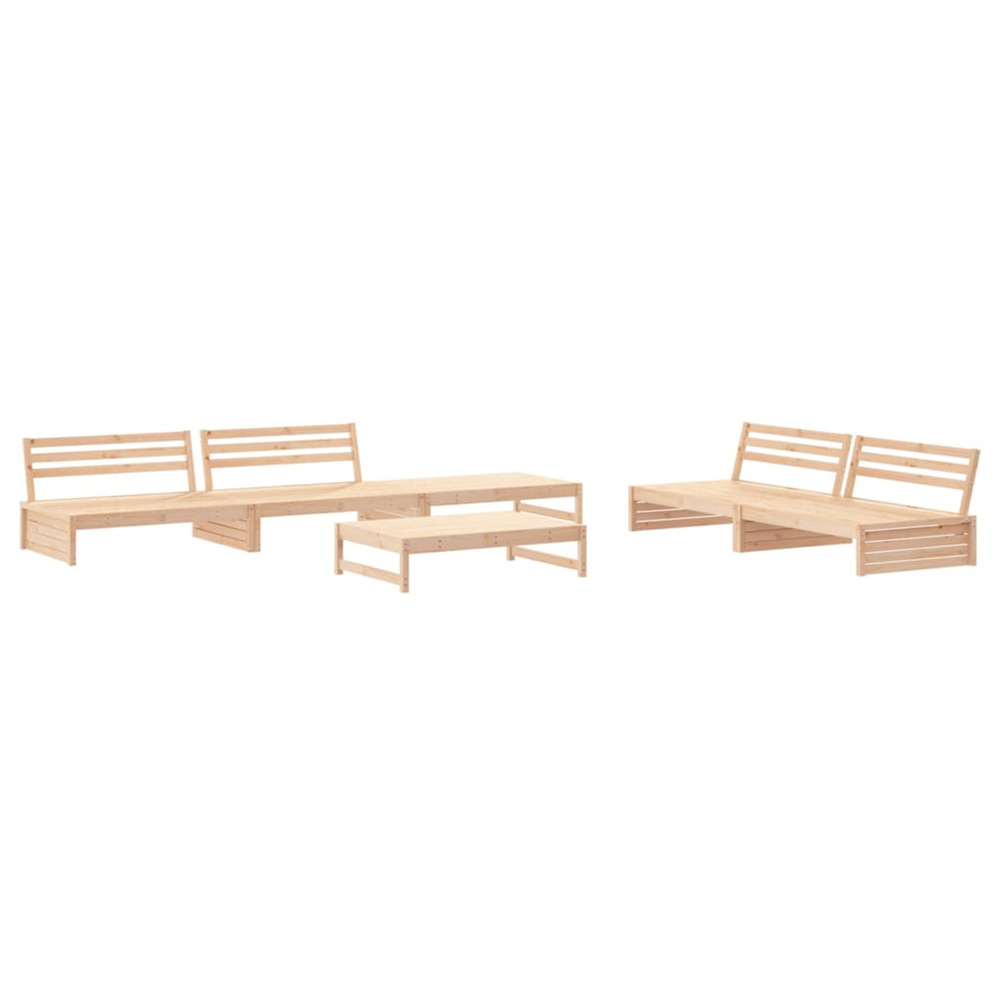 Salon de jardin 6 pcs bois de pin massif