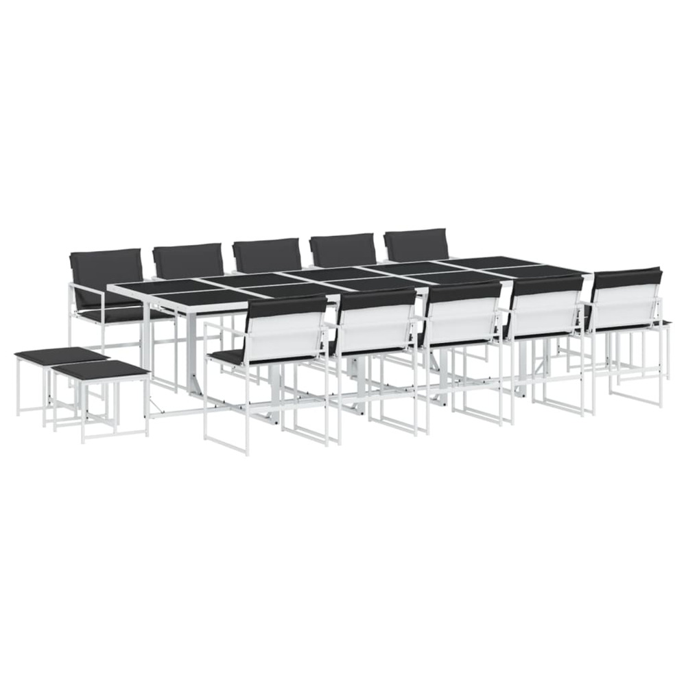 Ensemble à manger de jardin avec coussins 15pcs blanc textilène