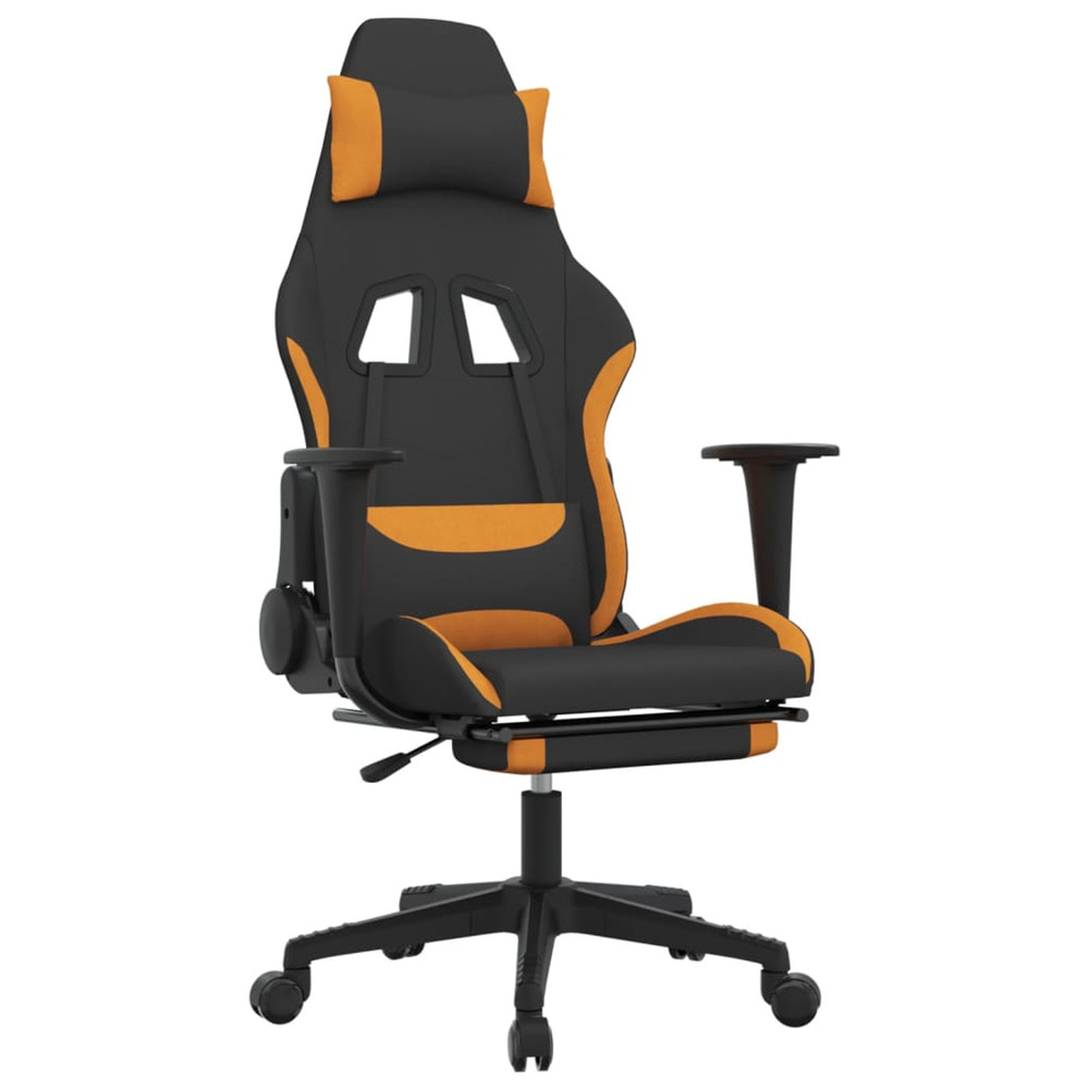 Chaise de jeu avec repose-pied noir et orange tissu