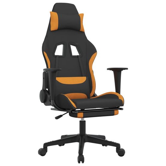 Chaise de jeu avec repose-pied noir et orange tissu