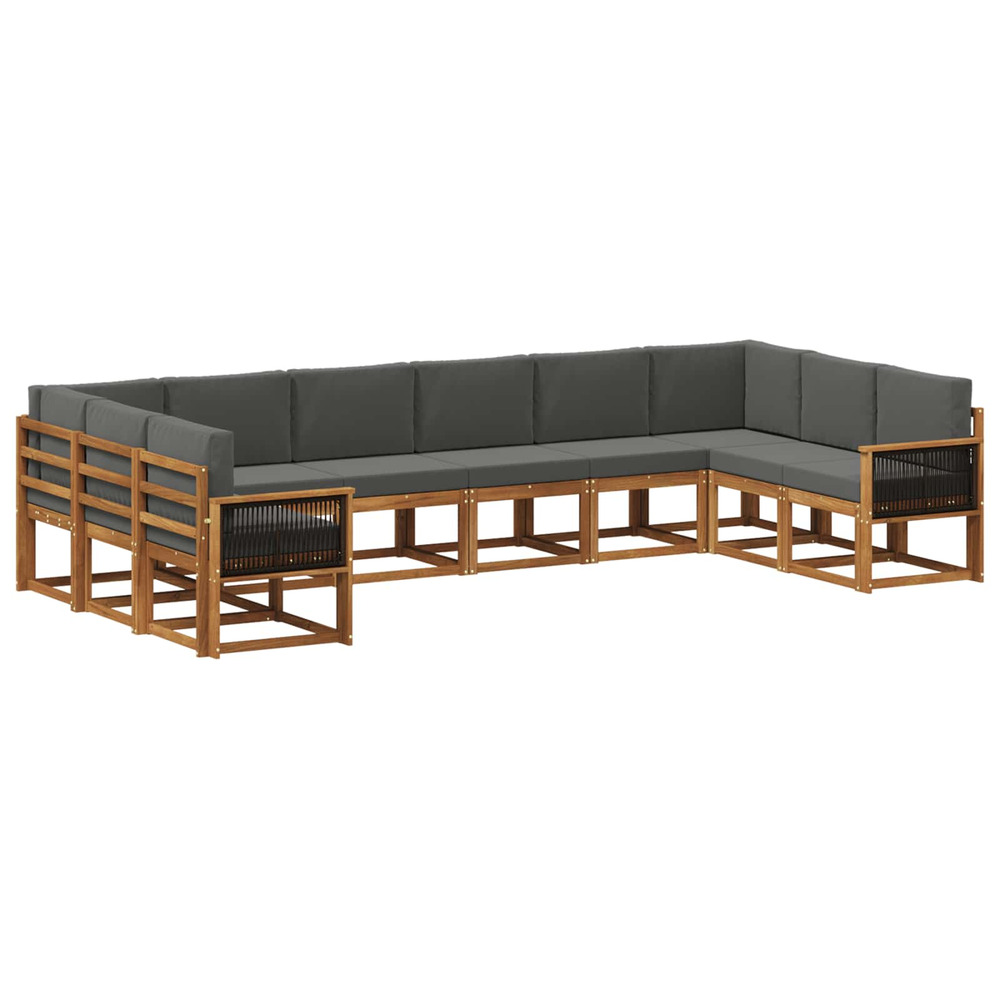 Ensemble de canapés d'extérieur 10 pcs naturel et anthracite