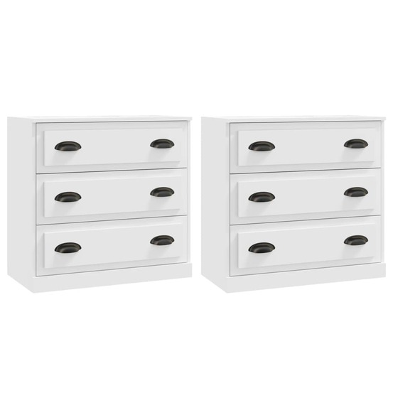 Buffet bahut commode armoire meuble de rangement organisateur cuisine salle de séjour salons lot de 2 bois d'ingénierie blanc